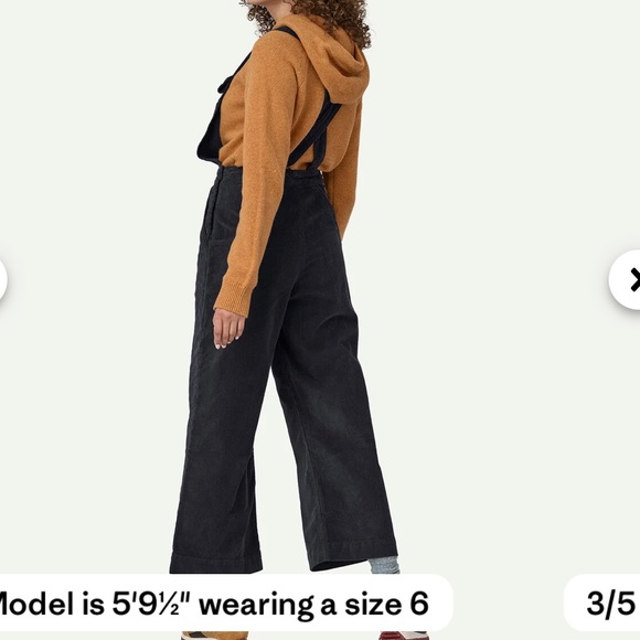 Patagonia Stand Up Cropped Corduroy Women’s Overalls Black Size 6 - Picture 5 of 13